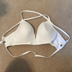 36DD White Ribbed Shade & Shore Bikini Top
